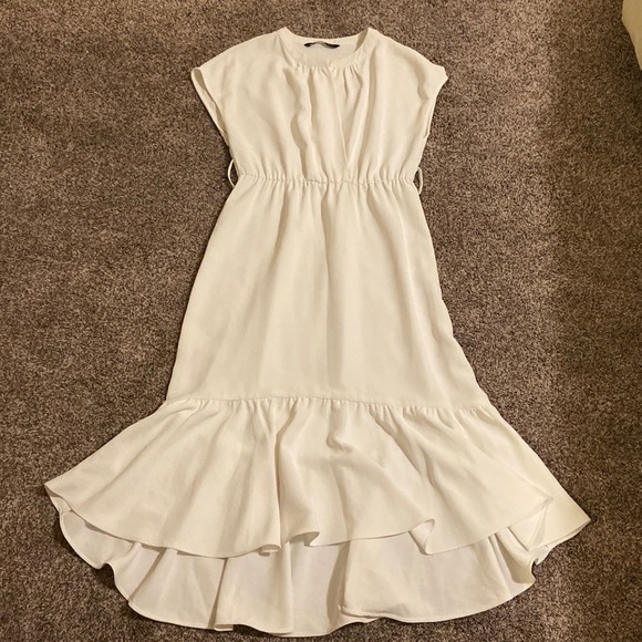 Zara Dresses Zara Surplice Top White Midi Dress Poshmark